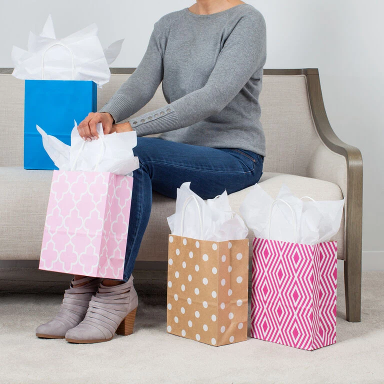 Hallmark 10.7" 12-Pack Assorted Kraft Paper Gift Bags - Image 2