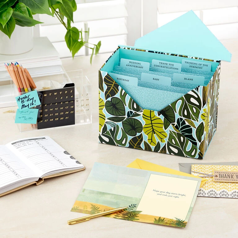 Hallmark Premium Assorted Handmade All-Occasion Cards In Leaf Print Organizer, Box Of 24 - Image 10