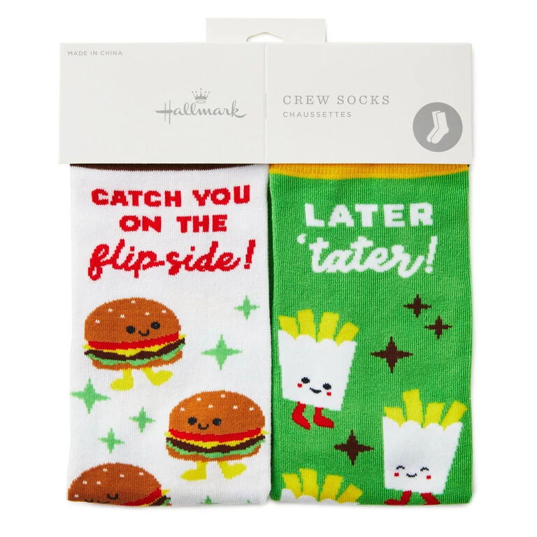 Hallmark Burger And Fries Better Together Funny Crew Socks - Image 2