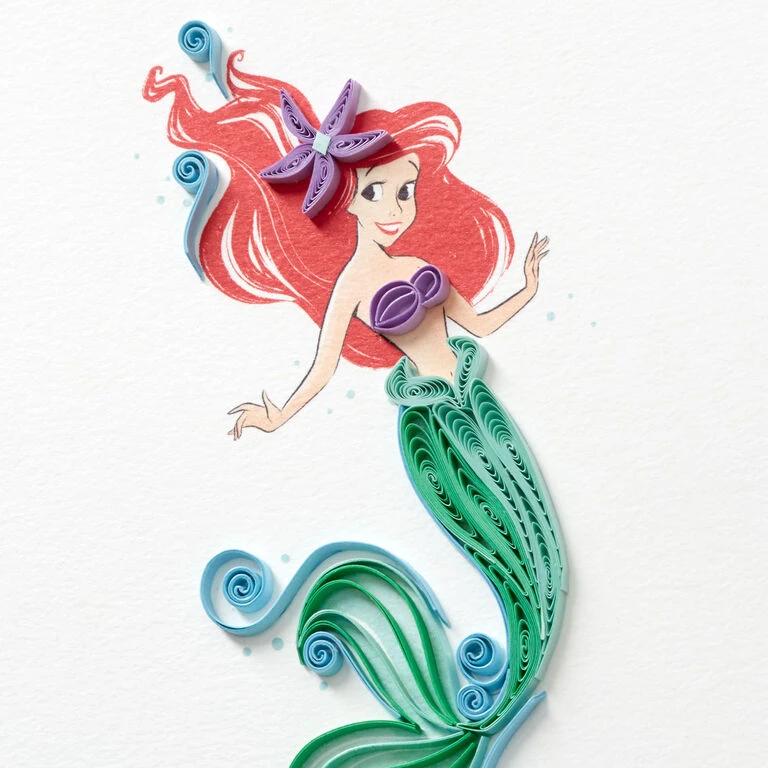 Hallmark Disney The Little Mermaid Ariel Happy Wish Quilled Paper Handmade Card - Image 4