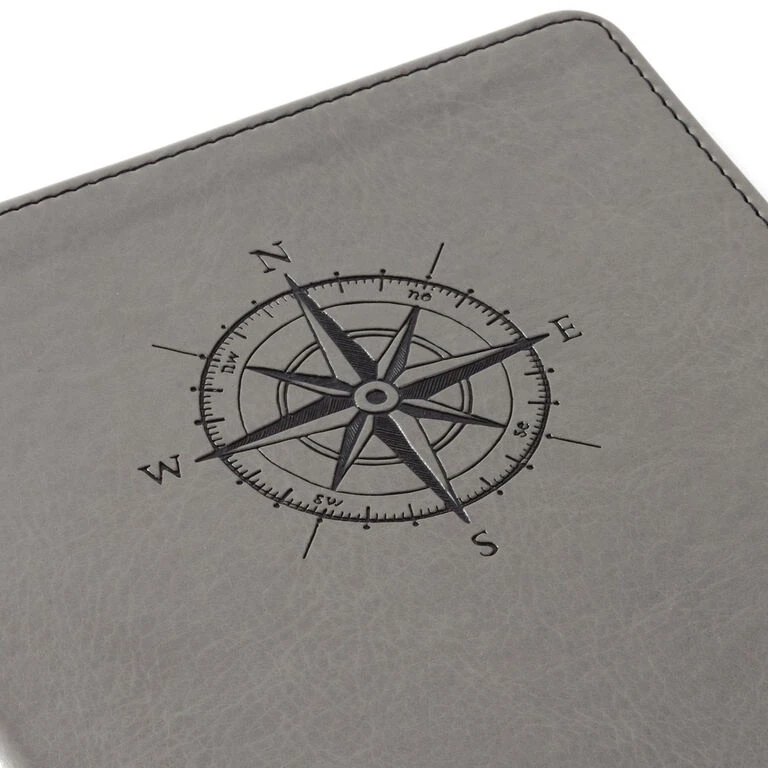 Hallmark Gray Etched Compass Faux Leather Notebook - Image 5