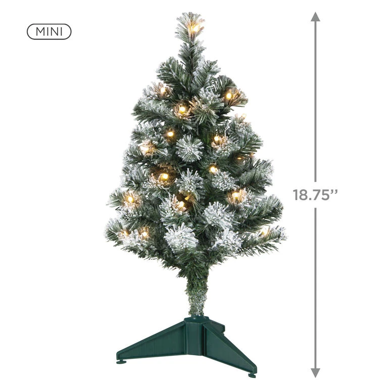 Hallmark Mini Flocked Pre-Lit Christmas Tree, 18.75" - Image 2