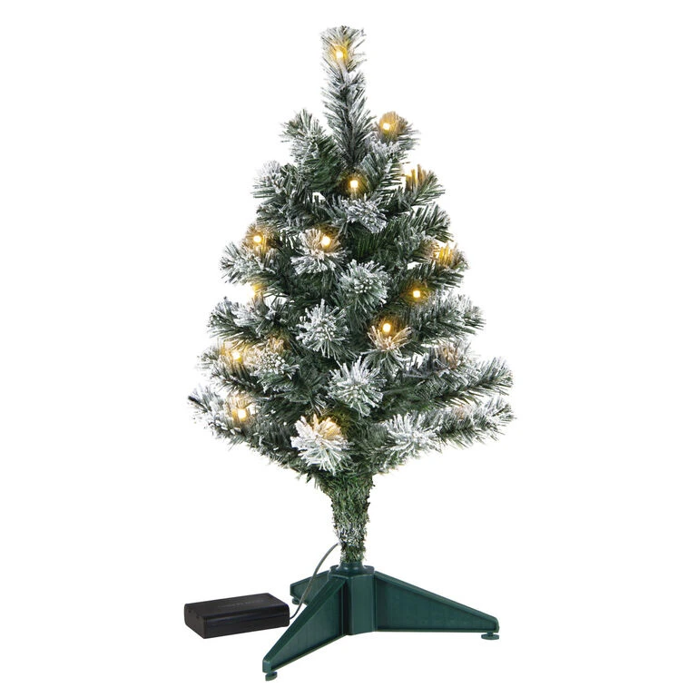 Hallmark Mini Flocked Pre-Lit Christmas Tree, 18.75" - Image 3