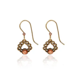Silver Forest Orange Stone And Gold-Tone Woven Triangle Metal Drop Earrings