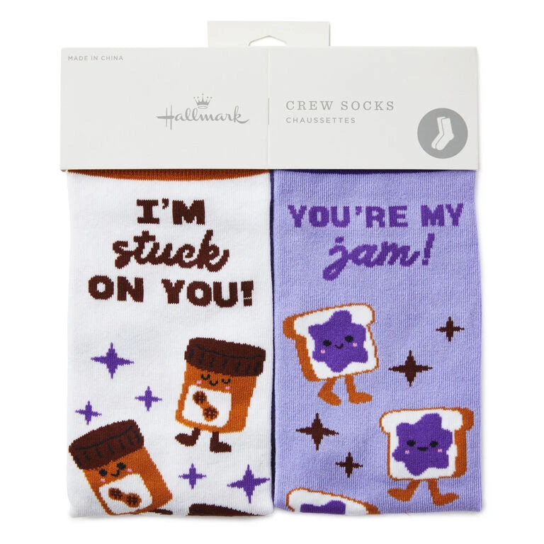 Hallmark Peanut Butter And Jelly Better Together Funny Crew Socks - Image 2