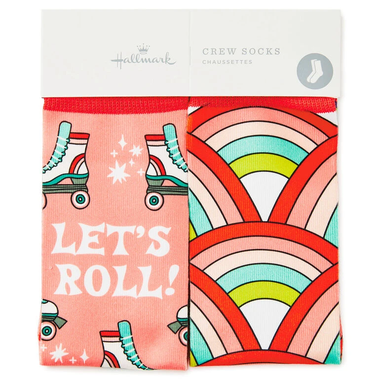 Hallmark Let's Roll Roller Skates Funny Crew Socks - Image 2