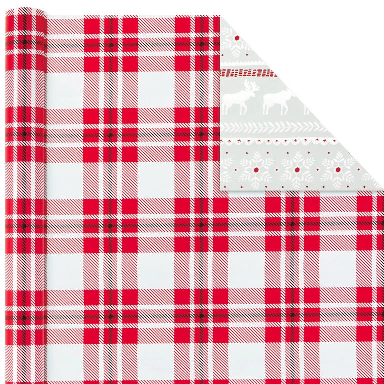 Hallmark Rustic Winter 3-Pack Reversible Metallic Christmas Wrapping Paper, 120 Sq. Ft. - Image 5