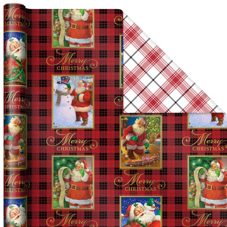 Hallmark Christmas Classics 3-Pack Reversible Wrapping Paper Assortment, 120 Sq. Ft. - Image 4