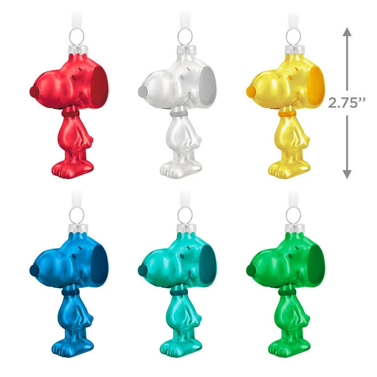 Hallmark The Peanuts® Gang Snoopy Glass Ornaments, Set Of 6 - Image 3