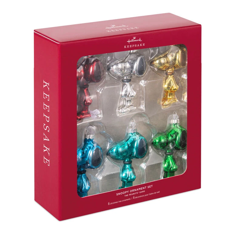 Hallmark The Peanuts® Gang Snoopy Glass Ornaments, Set Of 6 - Image 4