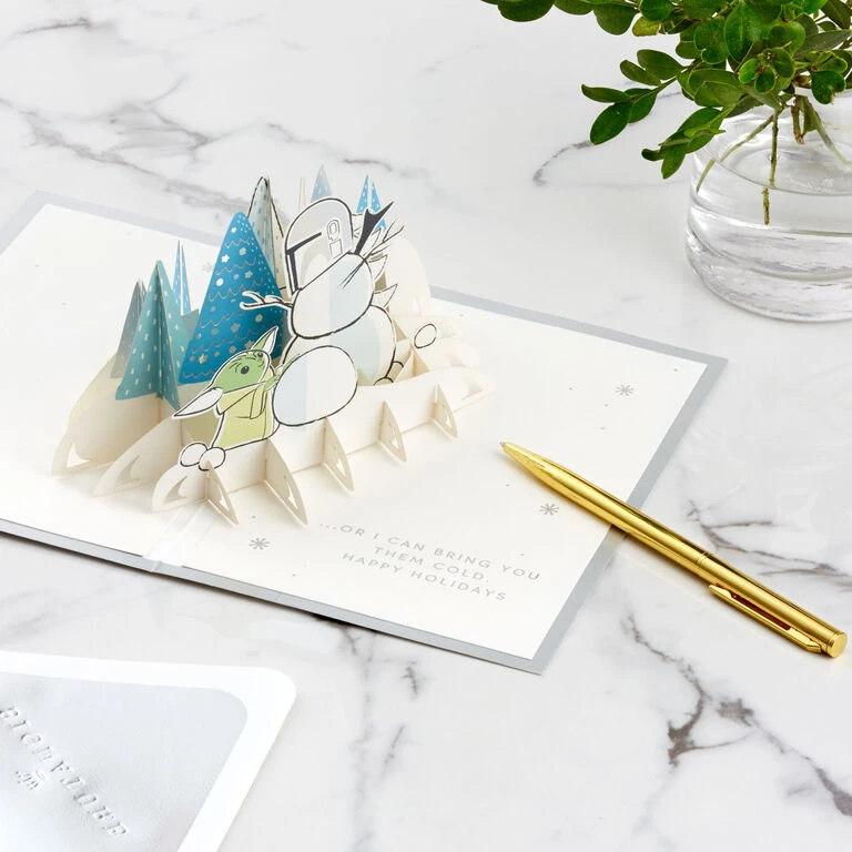 Hallmark Star Wars: The Mandalorian™ Grogu™ Warm Wishes 3D Pop-Up Holiday Card - Image 8